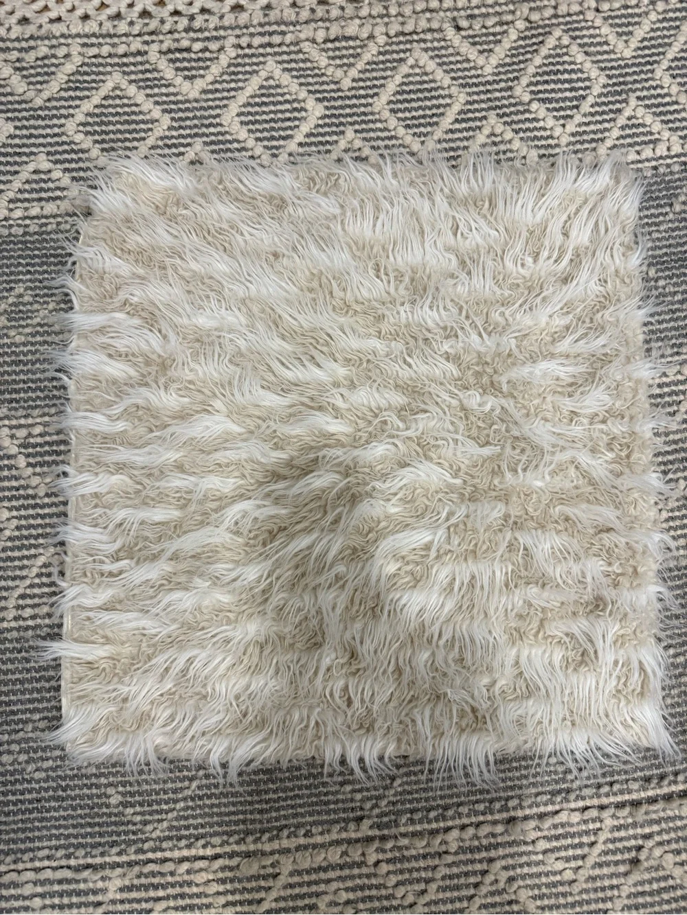 Cream Faux Fur Accent Pillow Set of 2- Soft Shag Squares